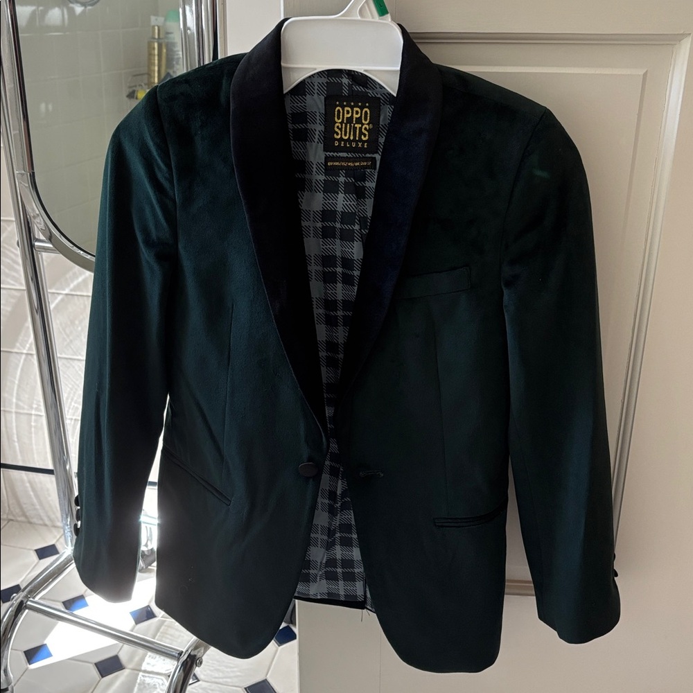 OppoSuits Emerald Velvet Blazer with Midnight Lapel